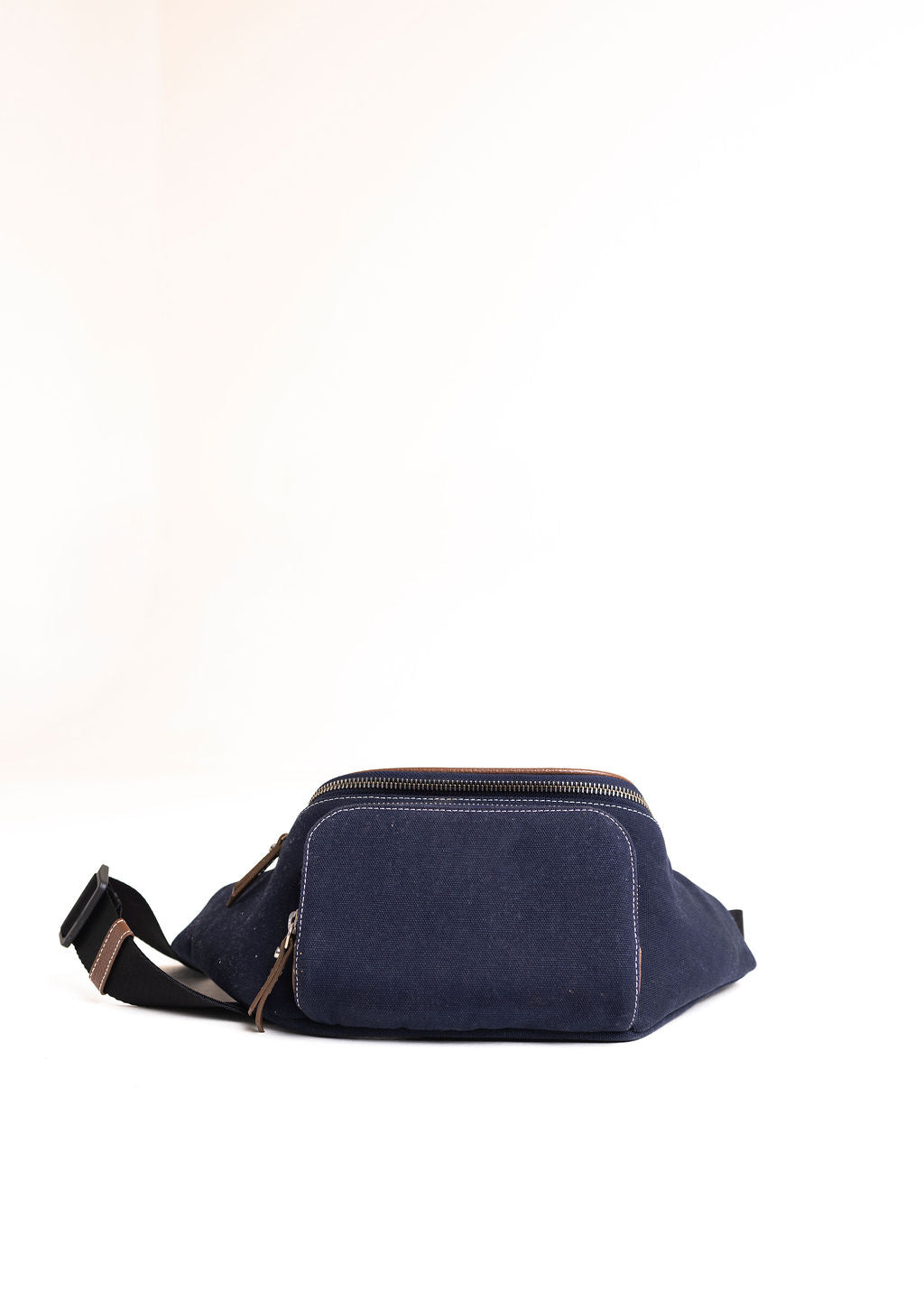 Blue Canvas Crossbody Waist Bag