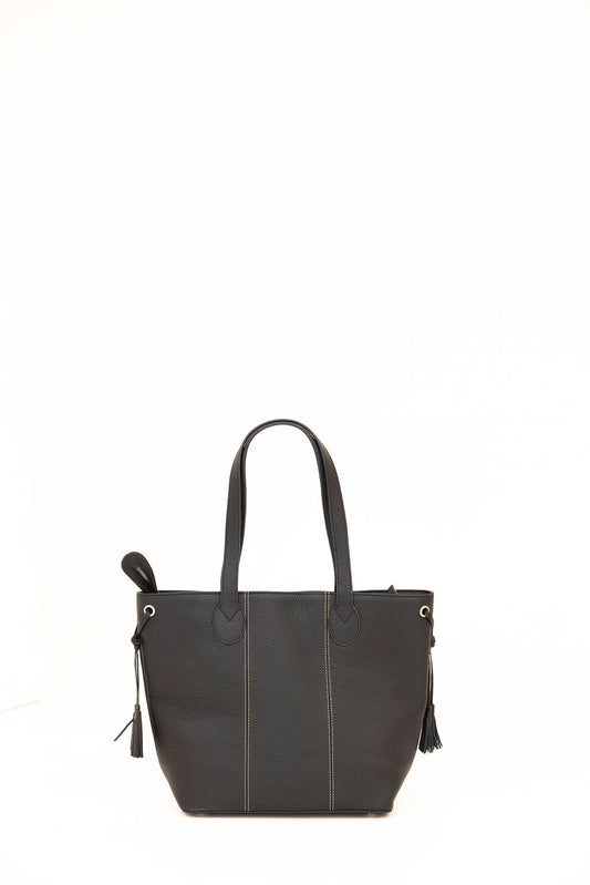 Black Leather Tote Handbag