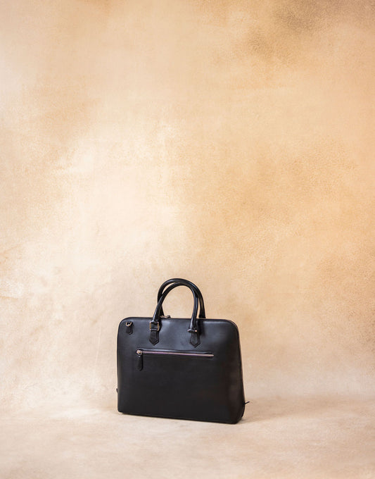 Black Leather Laptop Office Bag