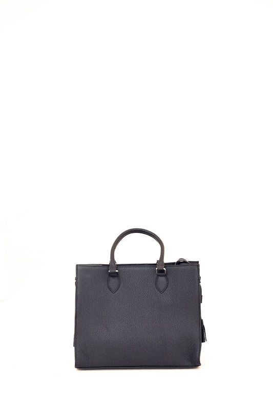Black Structured Leather Tote Bag