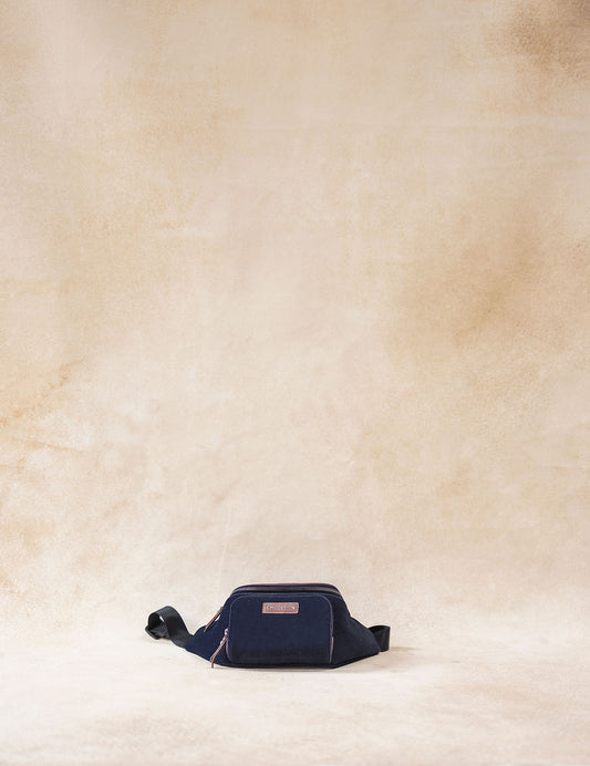 Blue Canvas Crossbody Waist Bag