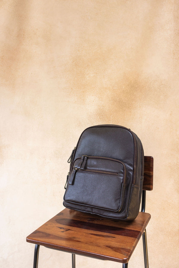 Rare Breed Heritage Leather Backpack in rich brown – lifestyle shot