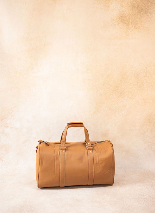 Caramel Leather Duffle Bag