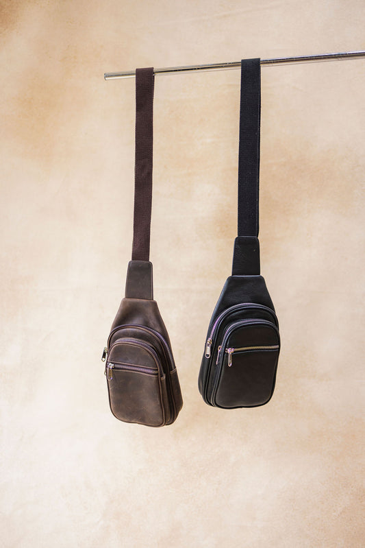 Leather Crossbody Sling Bag Combo – Brown & Black (Set of 2)